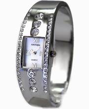 ALEXIS New Fashion Crystal Stylish New Shiny Silver Band  Shiny Silver Ladies Women White Dial Bangle Wrist Watch FW642B 2024 - купить недорого