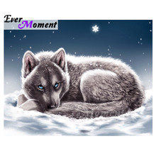 Ever Moment Diamond Painting Blue Eye Wolf Snow Full Square Drill Handmade 5D DIY Mosaic Diamond Embroidery Decoration ASF1682 2024 - buy cheap