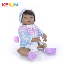 KEIUMI 23 Inch Reborn Baby Girl Full Silicone Body Black Skin Dolls Realistic Kids Playmates Baby Toys Girl Birthday Gifts 2024 - buy cheap