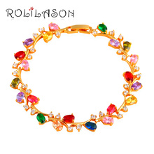 ROLILASON Summer Style Color Zircon Golden Excellent Bracelets for women Wholesale Retail Fashion Jewelry TB1009 2024 - buy cheap