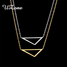 UZone Simple Hollow Triangle Pendant Necklace Stainless Steel Geometric Necklace For Women BFF Gift Collar Colar 2024 - buy cheap