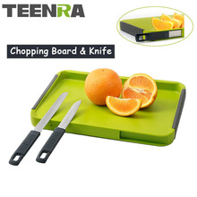 TEENRA Green Non-slip Kitchen Chopping Board TPR Cutting Board Fruit and Vegetable Cutting Board Hidden Kinives Kitchen Tools 2024 - buy cheap