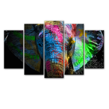 5 painéis coloridos elefante quadros em tela animais abstratos posters e cópias da arte da parede decoração casa modular imagem para o quarto do miúdo 2024 - compre barato