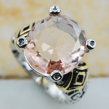 Morganite 925 Sterling Silver Top Quality Fancy Jewelry wedding  Ring Size 6 7 8 9 10 F1197 2024 - buy cheap