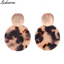 Sehuoran Stud Earrings For Women Fashion Bohemian Earrings Jewelry Mat Gold Geometric Round Resin Pendant EAR Girl Best Gift s 2024 - buy cheap