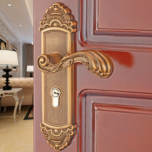 European style indoor Bedroom door lock Aluminum alloy door handle Bathroom wood door lock door handle 2024 - buy cheap