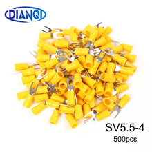 Yellow fork Furcate 500PCS/Pack Pre-insulating Terminal Type Cold pressed terminals Cable Connector Wire Connector SV5.5-4 2024 - buy cheap