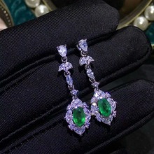 SHILOVEM 925 sterling silver real Natural Emerald stud earrings classic fine Jewelry women wedding wholesale  jce040618agml 2024 - buy cheap