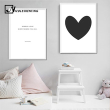 Black White Heart Canvas Nursery Posters and Prints Minimalist Wall Art Painting Nordic Decoration Pictures Modern Home Decor 2024 - buy cheap