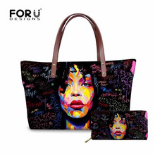 FORUDESIGNS Black Art Afro Lady Girls Printed Women Handbag&purse Casual Large Tote Ladies Shoulder Bag Girls Top-handle Bags 2024 - buy cheap