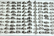 100 Uds Vintage de plata antigua mujeres anillos mucho Estilos mixtos gran venta al por mayor de la joyería RL4148 2024 - compra barato