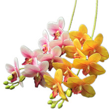 Один настоящий сенсорный цветок орхидеи поддельный Цимбидиум PU 3D печать эффект фаленопсис орхидеи для искусственных декоративных цветов 2024 - купить недорого