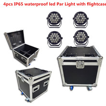 4X  IP65 waterproof led Par Light with flightcase 18X18W led Par Lights RGBWA UV 6in1 stage DJ equipment disco lights no fans 2024 - buy cheap