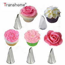 Transhome Pastry Nozzles 5Pcs/Set Stainless Steel Rose Cream Russian Piping Tips Cake Pastry Nozzles Dessert Decorators 2019 2024 - buy cheap