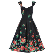 Vestido de verano negro Vintage Rockabilly, años 60 y 50, Retro, Swing, Floral, Pinup, corto, largo, vestidos de Audrey Hepburn, 2016 2024 - compra barato