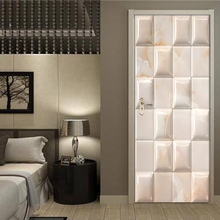 Pegatina de puerta 3D, papel tapiz de mármol geométrico sólido, PVC, impermeable, autoadhesivo, calcomanías de decoración de puerta de sala de estar, Mural 3D desmontable 2024 - compra barato