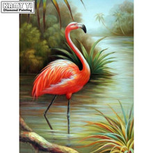 Full Square drill 5D DIY Diamond painting Flamingo in the water Diamond Embroidery Mosaic Cross Stitch Rhinestone decor 2024 - buy cheap