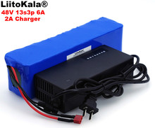 Liitokala-bateria para veículos elétricos, 48v, 6ah, 13s, 3p, alta potência, 18650, bateria, diy, proteção bms de 48v + carregador 2a 2024 - compre barato