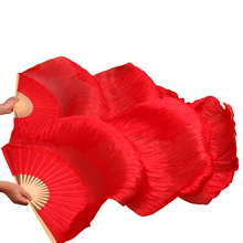 Velo de seda Natural para abanicos del 100%, 1 par de abanicos del baile del vientre teñidos a mano, accesorios de baile de 180x90cm, Rojo puro de colores, 5 tamaños 2024 - compra barato