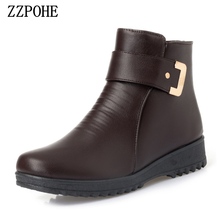 Zzpohe-botas femininas de couro macio, calçado de neve feminino, quente, antiderrapante, em couro macio, linha inverno 2018 2024 - compre barato