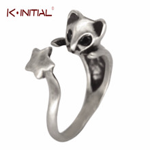 Kinitial, оптовая продажа, ювелирные изделия, Винтажное кольцо с котом, Anel Bague Bijoux, австрийский кристалл, глаза, Звездный хвост, кошечка, кольца для женщин и мужчин 2024 - купить недорого