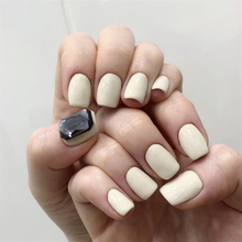 New pure color with black diamond decoration 3d false nails Cute short size full nail tips Bride fake nails 2024 - buy cheap