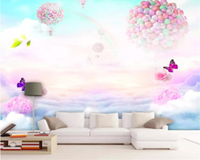 Beibehang Sob Encomenda Da Foto papel de parede 3D fantasia rose sky rainbow decoração pintura 3d papel de parede TV fundo da parede de balão de ar quente 2024 - compre barato