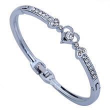 Women's Wedding Crystal Rhinestone Love Heart Fashion Bangle for Gift 2024 - buy cheap