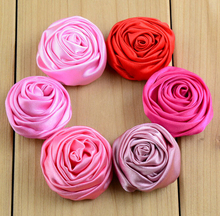 DIY Kids Satin Rolled Ribbon Rose Flowers Fabric Rosettes Hair Accessories 2024 - buy cheap