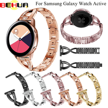 Ремешок для часов 20 мм для Samsung Galaxy Watch Active 42 мм для Gear S2, ремешок для смарт-часов с металлическими стразами, сменный Браслет 2024 - купить недорого