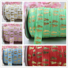 1659-6 , 5/8'' 16MM hot gold print Feet Elasticity ribbon , 10 yards DIY handmade hair accessories Material , free shipping 2024 - buy cheap