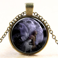 Colar de elfo fada foto vidro pingente cobochon colar vintage bronze joias para mulheres 2024 - compre barato