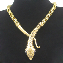 Vintage Gold Egyptian Cleopatra Snake Serpent Mesh Chain Crystal Gem Eyes Statment Colar Choker Bib Maxi Necklace Jewelry 2024 - buy cheap