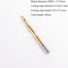 SHINA 1pc 3.175mm TiN Coating Single Flute Spiral Cutter Router Bit CNC End Mill Carbide Milling Cutter Machine Tools 2 x 15mm 2024 - buy cheap