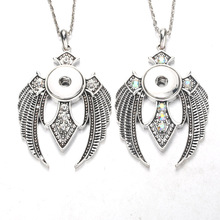 New fashion wing Glamour rhinestone necklace Snap Button Pendant Necklace Fit 18mm Buttons Charm Fashion Women jewelry 2024 - buy cheap