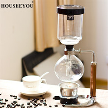 Cafeteira manual com 3 xícaras, sifão de vidro para café, resistente ao calor, com filtro 2024 - compre barato