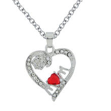 2019 Lovely Mom Red Crystal Necklace Love Heart Rose Flower Silver Color Pendant Necklace Mother Gift red Crystal Jewelry 2024 - buy cheap