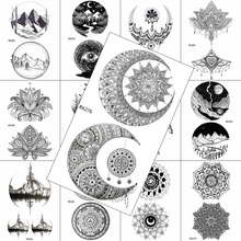 Geometric Mandala Flower Tattoos Sticker Fake Body Art Arm Tattoos For Women Realistic Waterpoof Black Henna Temporary Tattoos 2024 - buy cheap