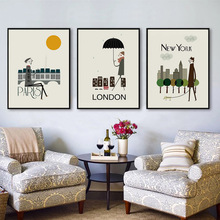 Impresiones en lienzo de Nueva York, Londres y París, póster de Ciudad abstracta, pinturas de pared, imágenes artísticas para sala de estar, decoración del hogar 2024 - compra barato