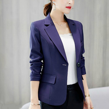 Casacos e jaquetas femininas b66, jaqueta para trabalho de escritório com botão único e manga comprida 2021 2024 - compre barato