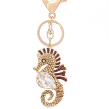 Creative Novelty Rhinestone Animals Hippo Keychain Charm Car Key Chain Ring Holder Women Bag  Accessories Lovers Gift R090 2024 - buy cheap