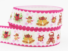 [IuBuFiGo] 50yd Christmas Small bell,7/8" Printed Grosgrain ribbon,Hair bows DIY handmade 22mm Cerise ribbons X-1732 2024 - buy cheap
