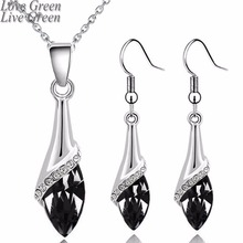 2017 Wedding Bridal white gold color factory wholesales Austrian Crystal Eyes Pendant Necklace Earrings Jewelry Sets 523 2024 - buy cheap