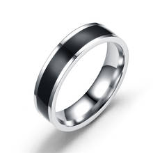 New fashion titanium steel black rubber ring stainless steel couple wedding ring ring 2024 - buy cheap