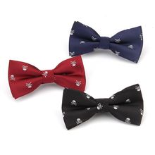 Free Shipping Brand New Men's Skull Bowtie Adjustable Bow Tie For Men Novelty Cravat Fashion Leisure Black Wine Red Gravata 2024 - buy cheap