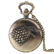 Relógio de bolso retro de bronze de lobo, relógio de quartzo para homens e mulheres com corrente para presente, relógio antigo p1063 2024 - compre barato