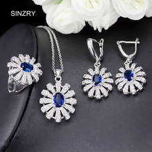 SINZRY NEW Cubic zirconia stone CZ hollow flower jewelry sets elegant stud earring pendant necklace fashion ring jewelry 2024 - buy cheap