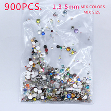 900p 1.3mm-5mm round mixed sizes colors assorted flatback czech crystal Non hotfix glue on rhinestones Nail Art beads 2024 - buy cheap