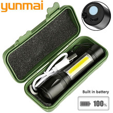 Yunmai-minilinterna con batería integrada Q5 y Cob, 1517 lúmenes, Led, Zoom, aluminio, 4 modos, recargable 2024 - compra barato