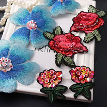 Beaded rhinestones flower patch vintage embroidered applique fashion clothing decoration sew on patch accessories Motif patch 2024 - buy cheap